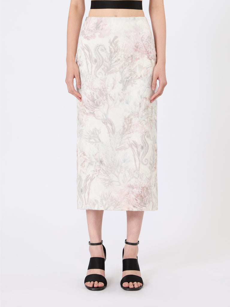 max mara printed organza and gabardine pencil skirt