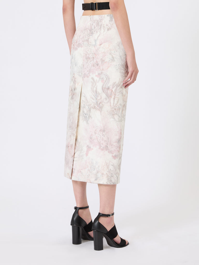 max mara printed organza and gabardine pencil skirt