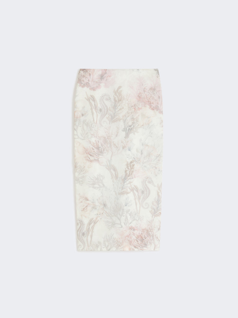 max mara printed organza and gabardine pencil skirt