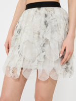 max mara short skirt with petals in printed organza for women