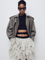 max mara short skirt with petals in printed organza for women