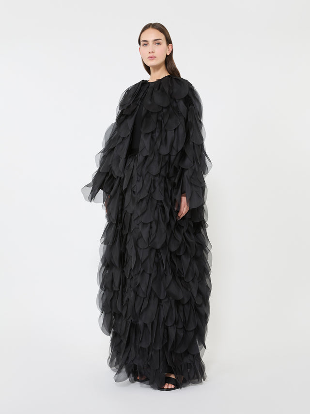 max mara long skirt with petals in silk organza for women