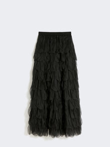 Long Skirt With Petals In Silk Organza for Women - Black - Max Mara UAE