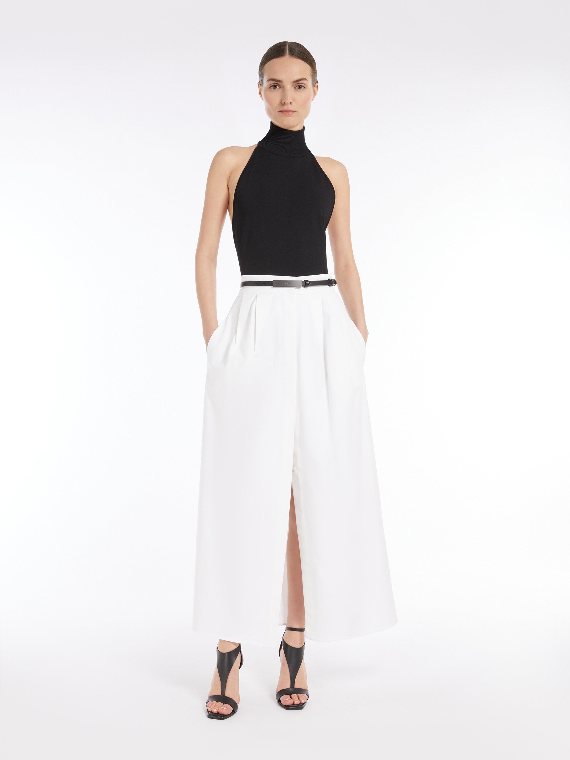 Full Gabardine Skirt for Women - White - Max Mara UAE