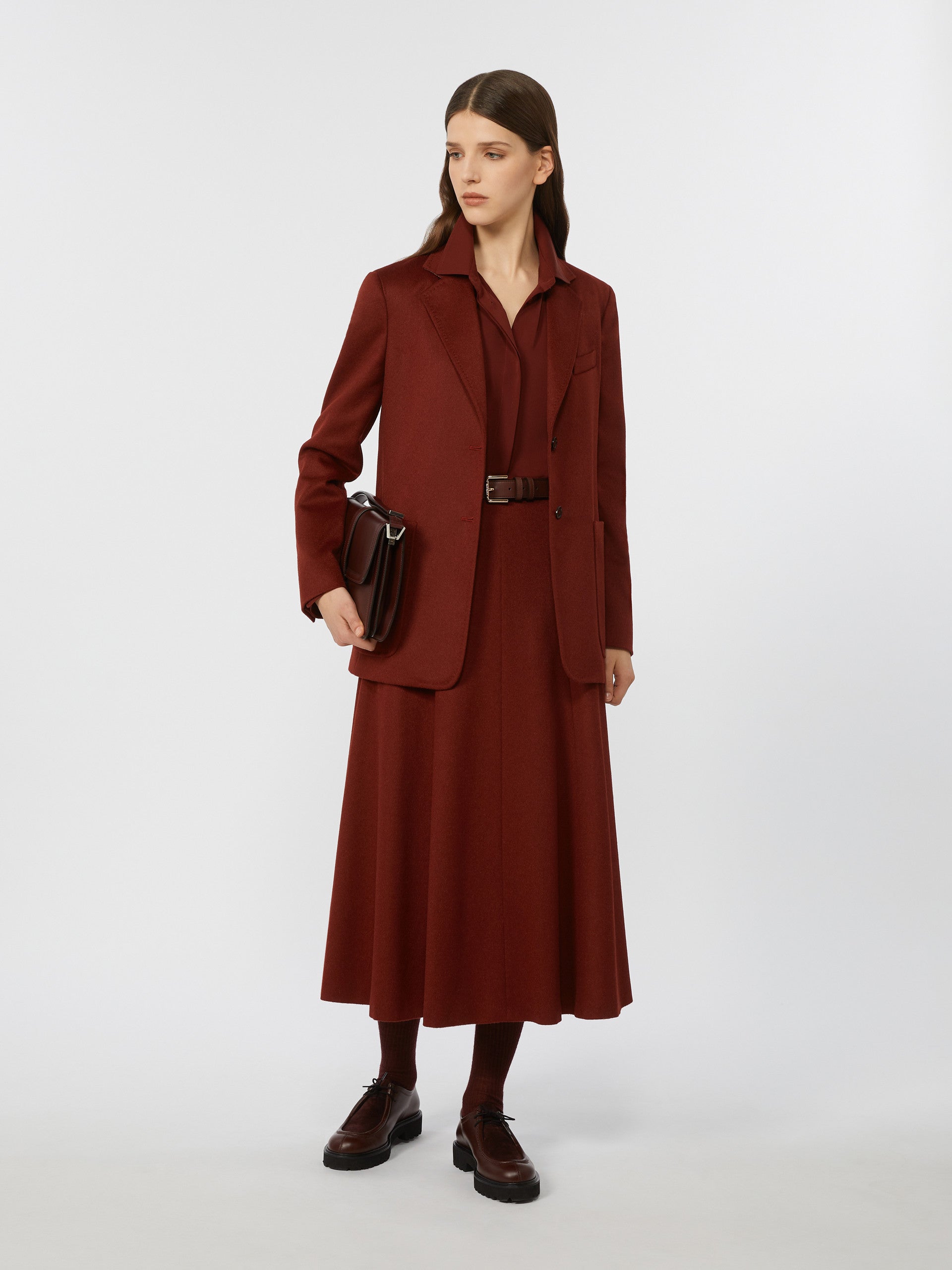 Camel Flared Skirt for Women - Raspberry - Max Mara UAE