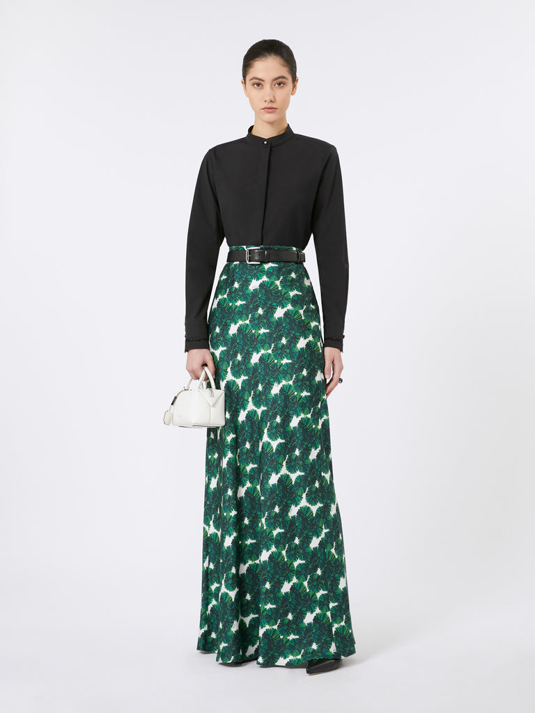 max mara long printed silk skirt