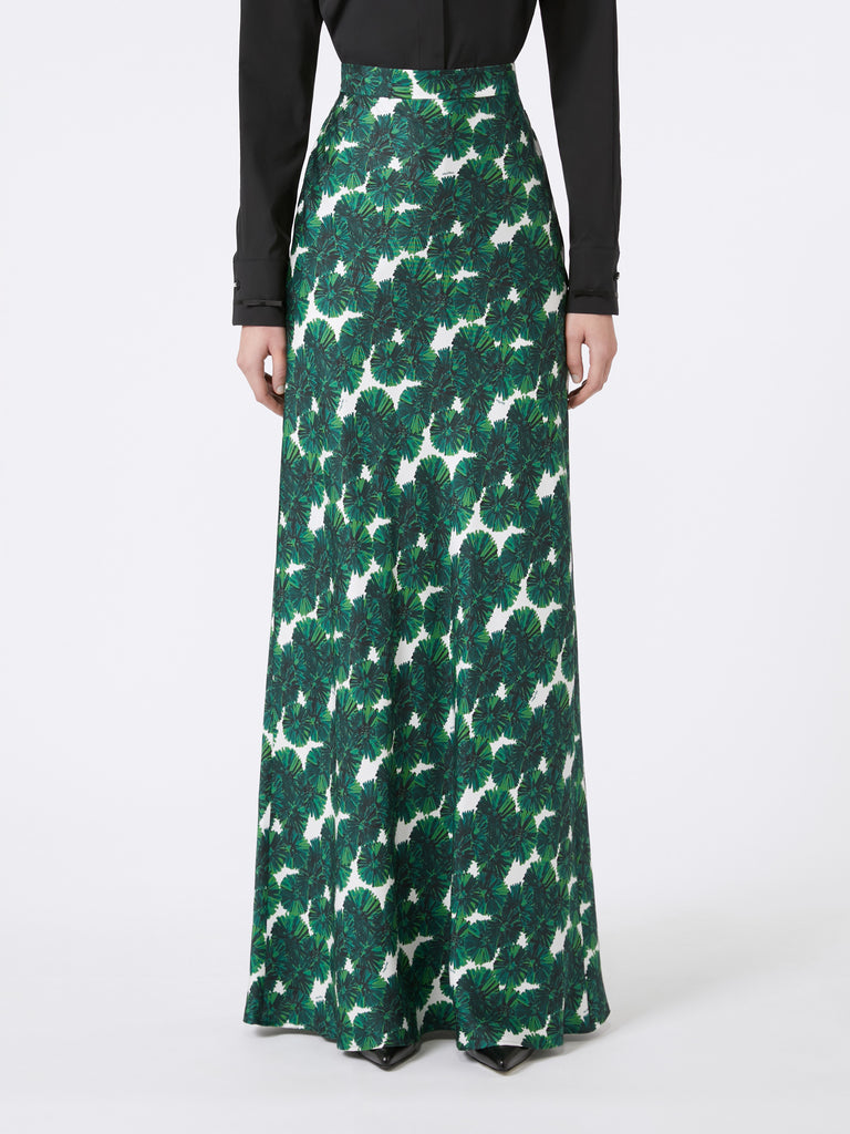 max mara long printed silk skirt
