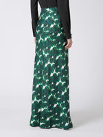 Long Printed Silk Skirt for Women - Emerald - Max Mara UAE