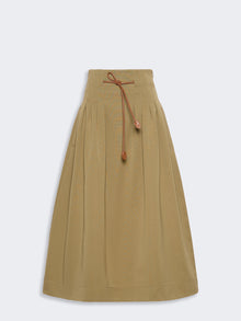 Pleated Cotton Ottoman Skirt for Women - Kaki - Max Mara UAE