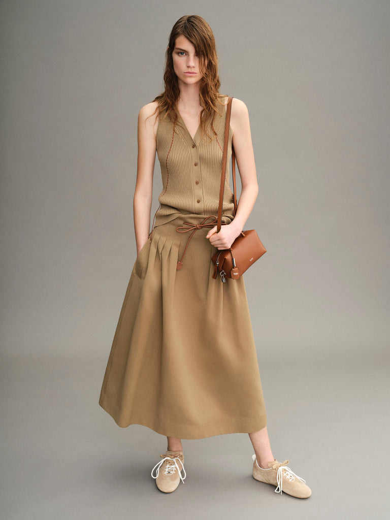 max mara pleated cotton ottoman skirt
