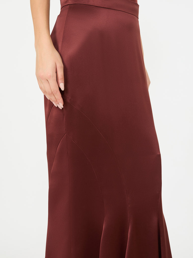 max mara long silk satin skirt