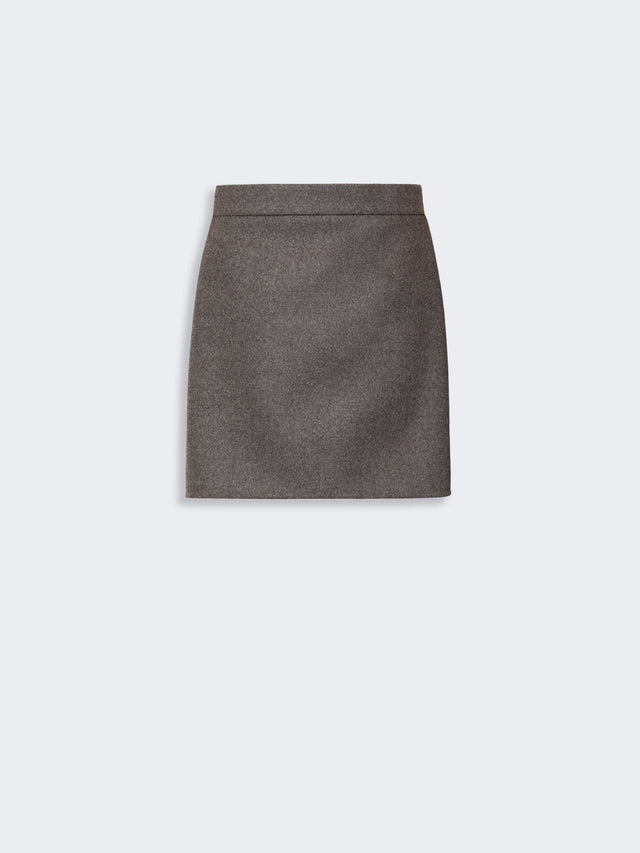 Short Double Wool Skirt for Women - Brown Grey - Max Mara UAE