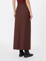 max mara long denim-effect wool skirt for women