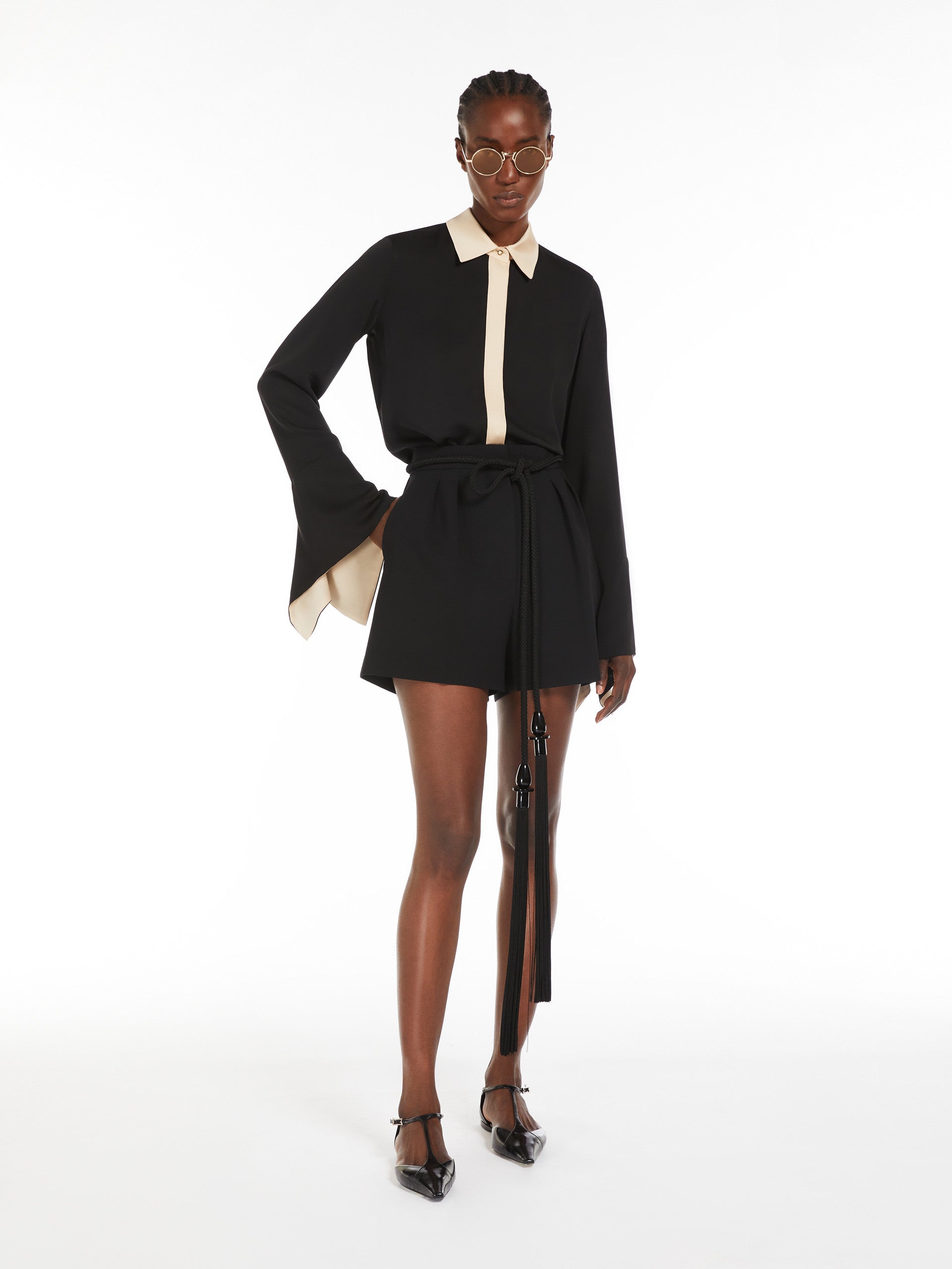 Colour block silk shirt