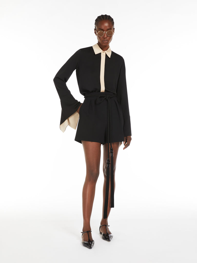 Colour block silk shirt