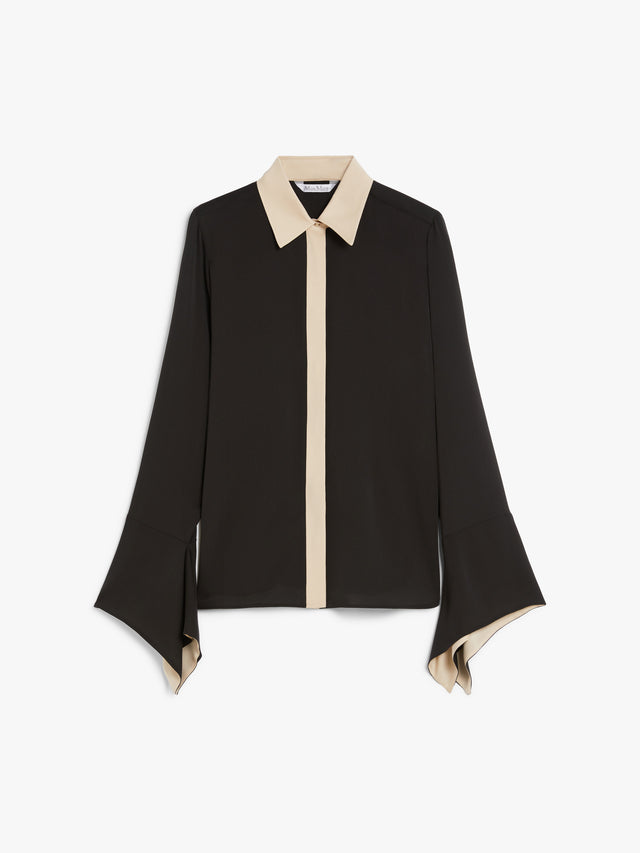 Colour Block Silk Shirt for Women - Black - Max Mara UAE