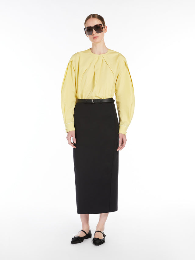 Oversized Blouse In Stretch Poplin for Women - Lemon - Max Mara UAE