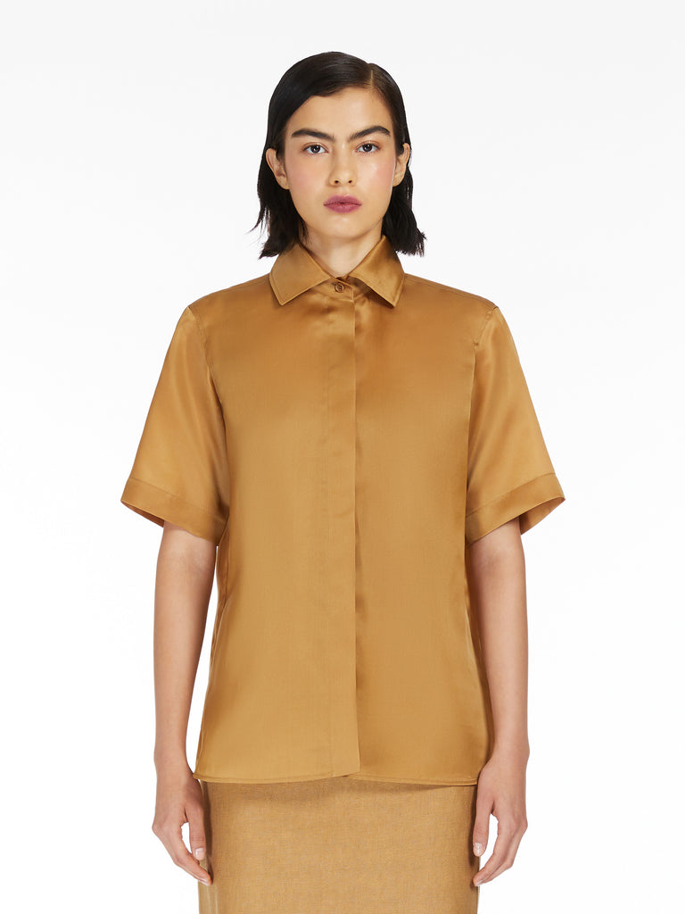 Fluid silk organza shirt