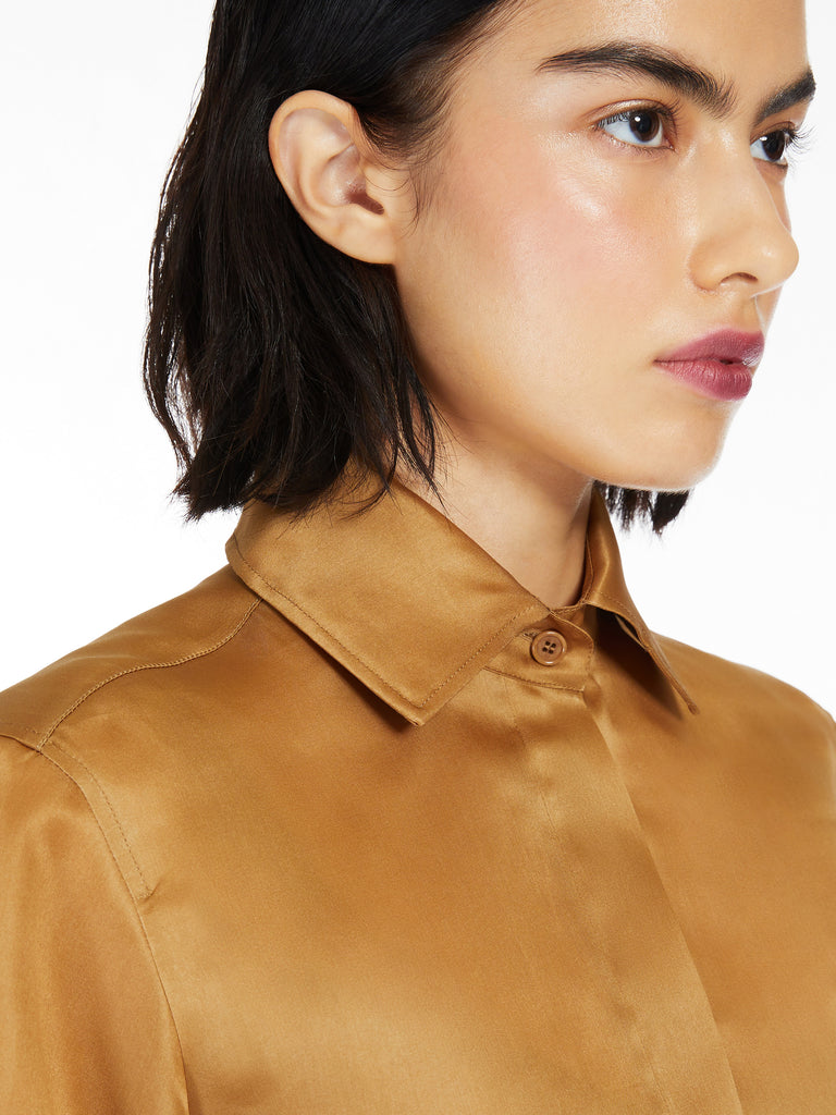 Fluid silk organza shirt