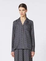 Semi-fitted printed silk shirt