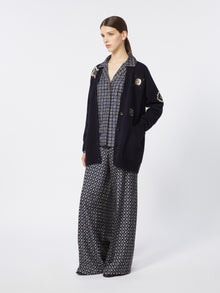 Semi-fitted printed silk shirt