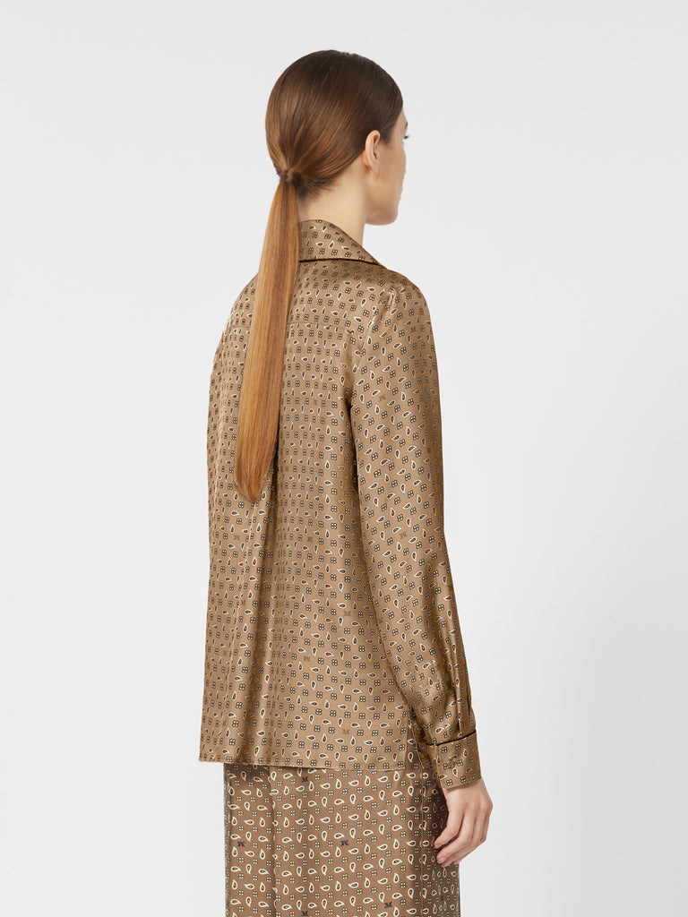 Semi-fitted printed silk shirt