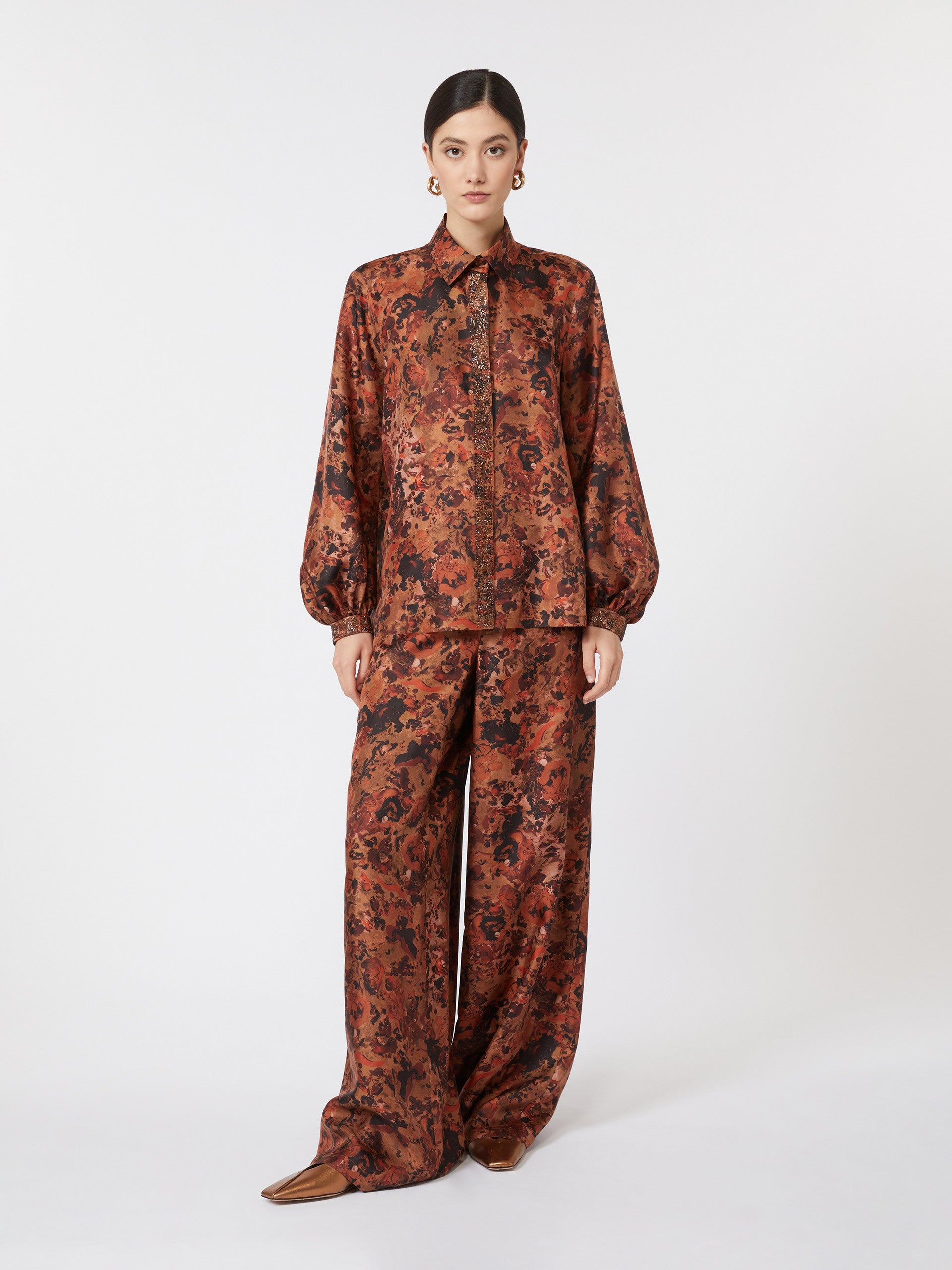 Relaxed-fit printed silk shirt