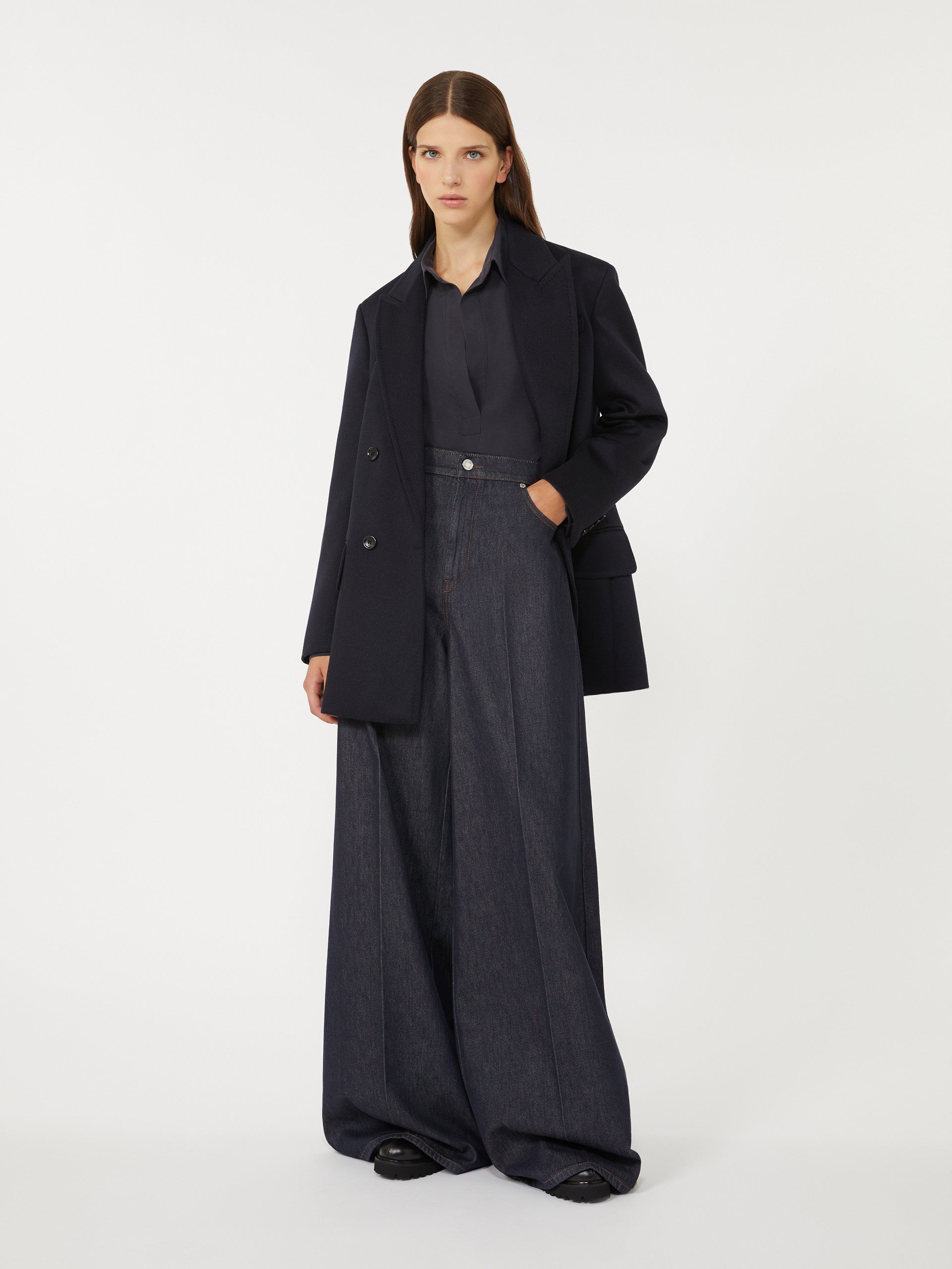 Silk Canvas Shirt for Women - Ultramarine - Max Mara UAE