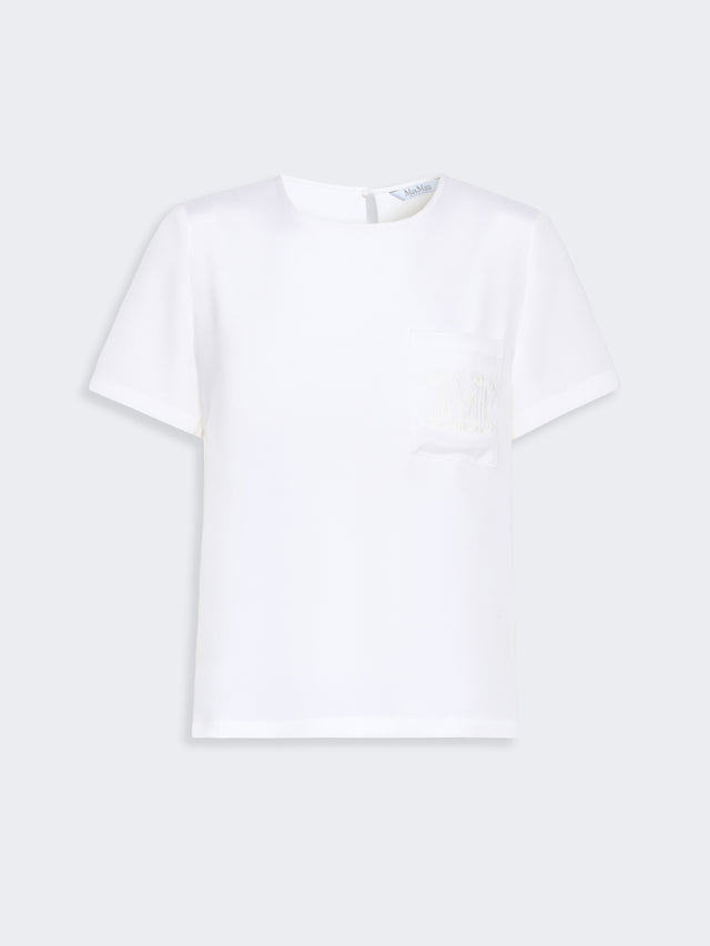 Printed Silk Crepe De Chine Blouse for Women - White - Max Mara UAE