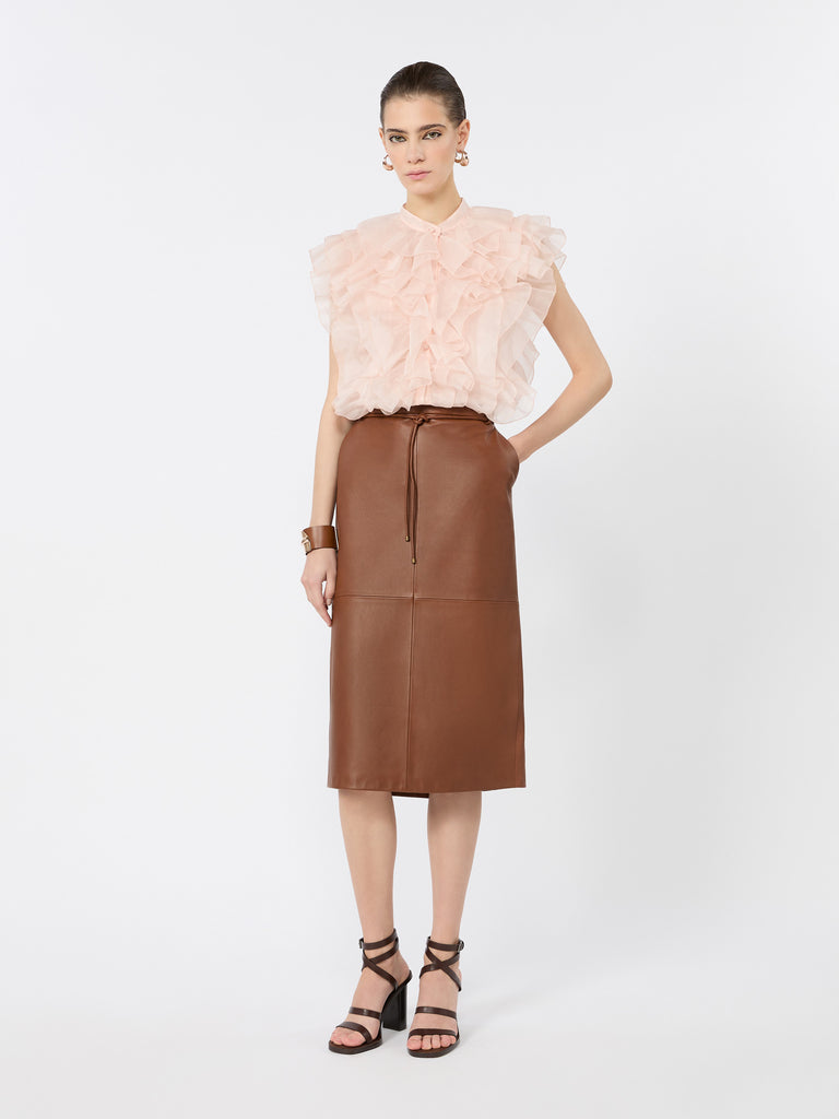 max mara sleeveless ruched silk shirt