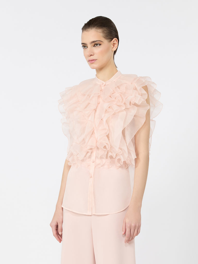 max mara sleeveless ruched silk shirt