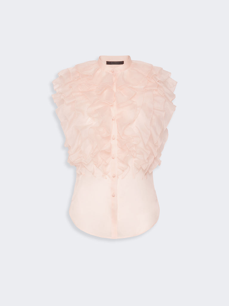 max mara sleeveless ruched silk shirt