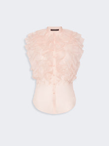 Sleeveless Ruched Silk Shirt for Women - Powder - Max Mara UAE