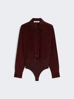 Velvet Bodysuit Shirt for Women - Cherry - Max Mara UAE