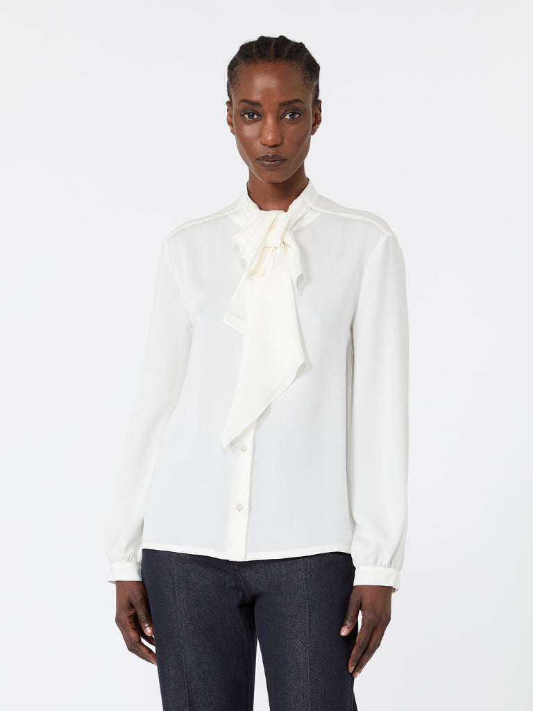 max mara ruffled silk charmeuse shirt