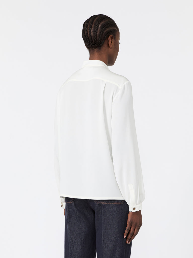 max mara ruffled silk charmeuse shirt