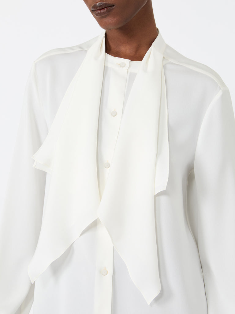 max mara ruffled silk charmeuse shirt