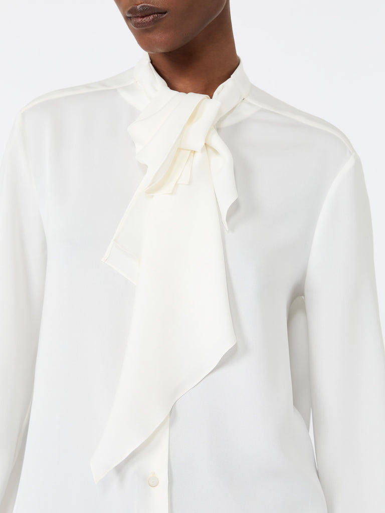 max mara ruffled silk charmeuse shirt