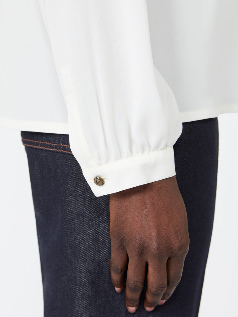 max mara ruffled silk charmeuse shirt