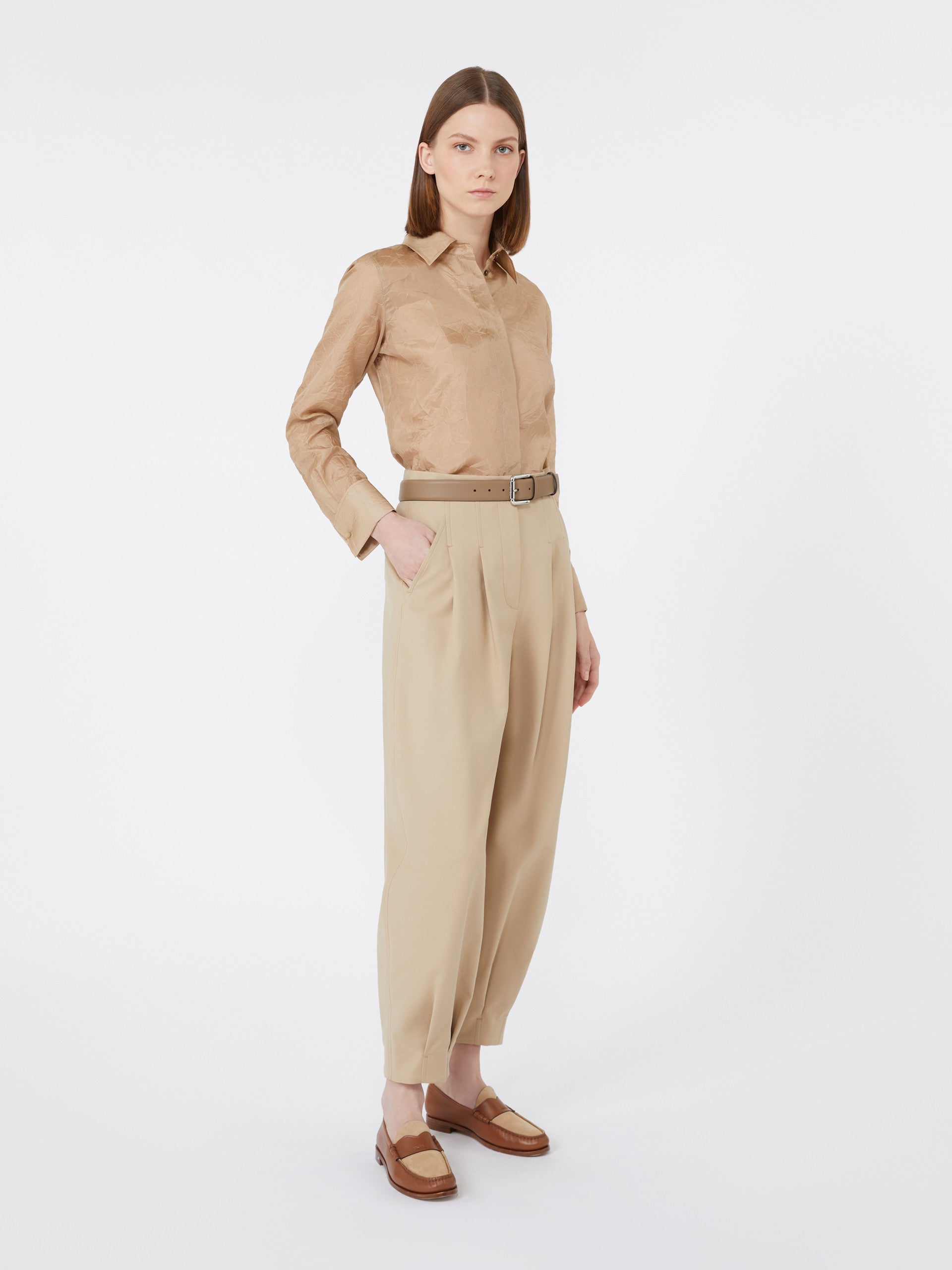 Silk Canvas Shirt for Women - Sand - Max Mara UAE