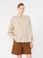 Oversized Printed Silk Shirt for Women - White - Max Mara UAE
