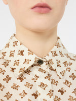 Oversized Printed Silk Shirt for Women - White - Max Mara UAE