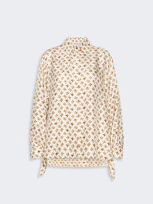 Oversized Printed Silk Shirt for Women - White - Max Mara UAE