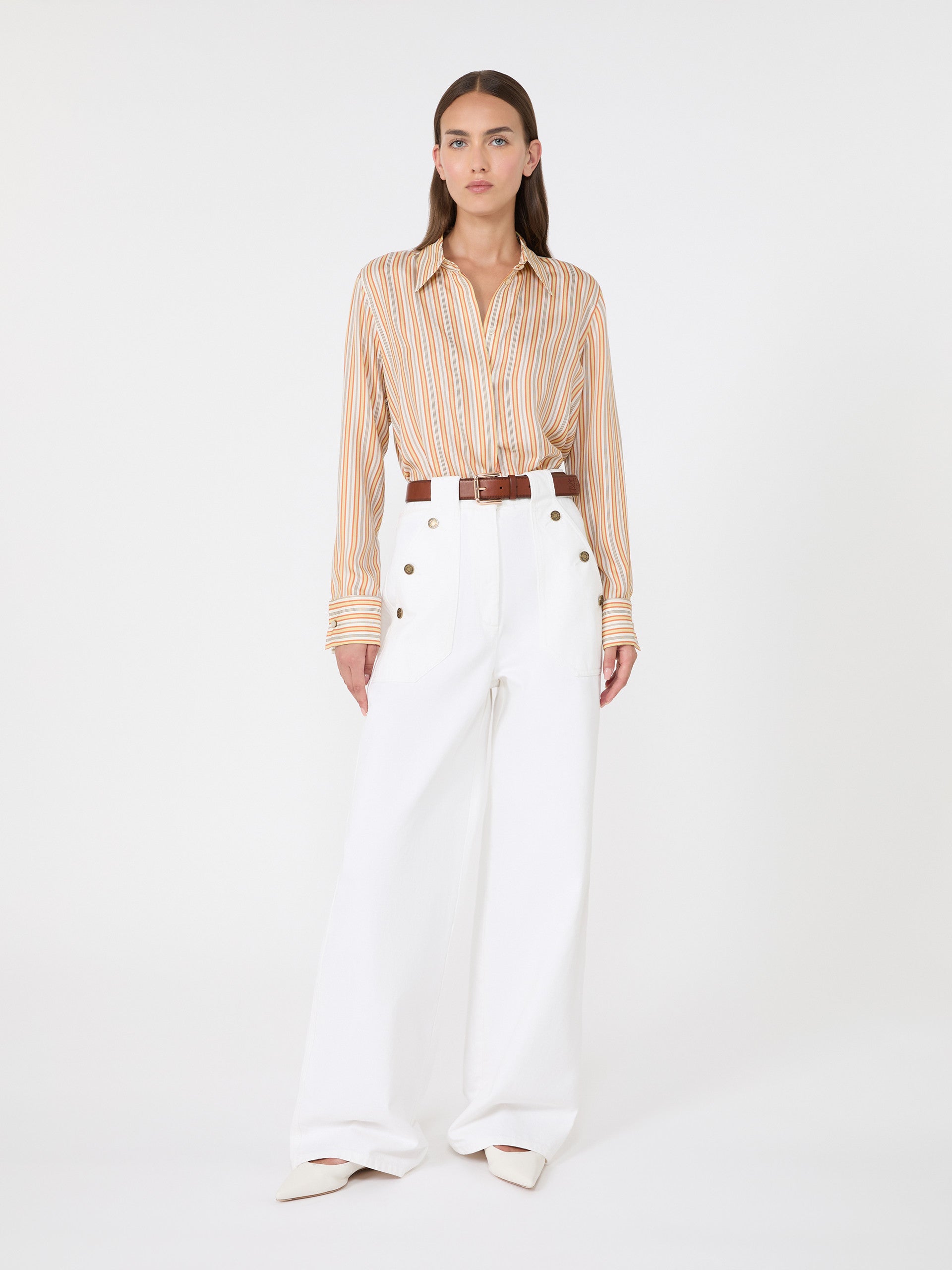 max mara stripe-print silk shirt for women