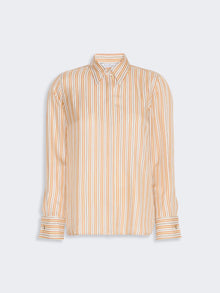 Stripe-Print Silk Shirt for Women - Yellow - Max Mara UAE