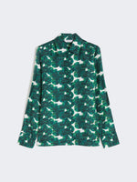Mannish Printed Silk Shirt for Women - Emerald - Max Mara UAE
