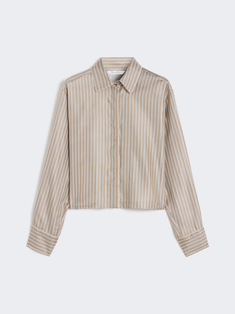 Printed silk cropped shirt