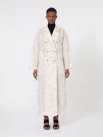 max mara double-breasted overcoat in fil coupÃ© jacquard for women