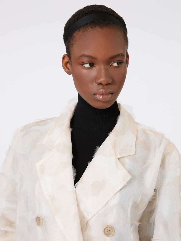 max mara double-breasted overcoat in fil coupé jacquard