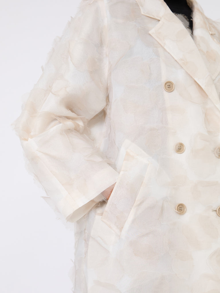 max mara double-breasted overcoat in fil coupé jacquard